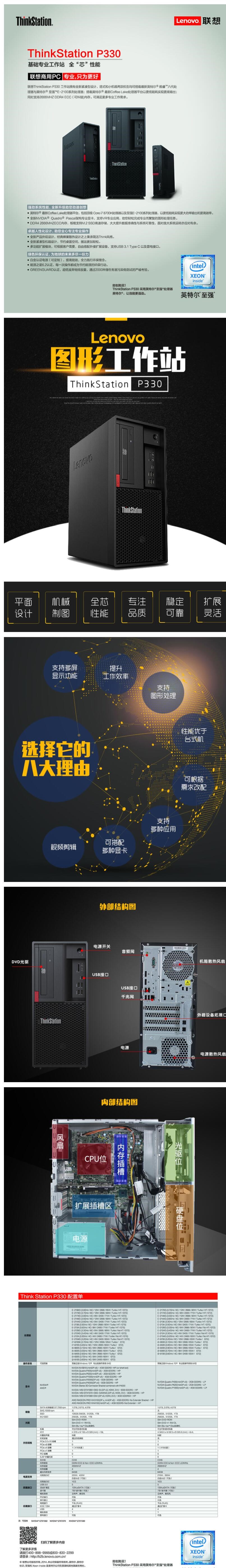 联想（ThinkStation） P330大机箱 图形台式工作站主机 视频编辑 多屏主机 (图3)