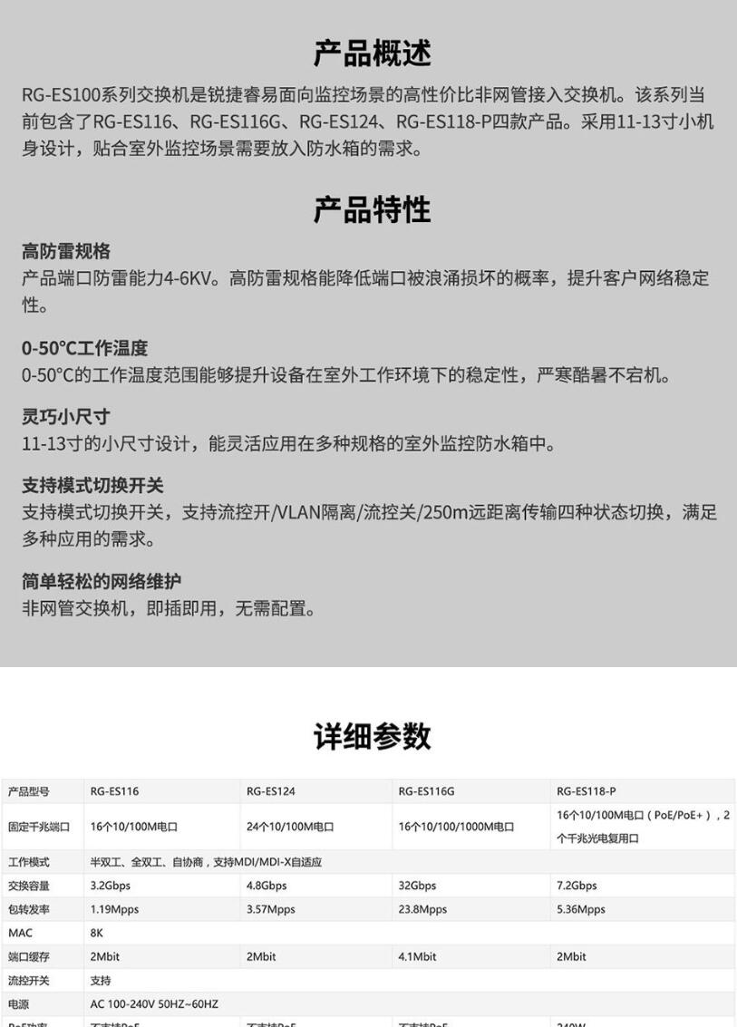 锐捷（Ruijie） RG-ES116 16口百兆交换机(图3)